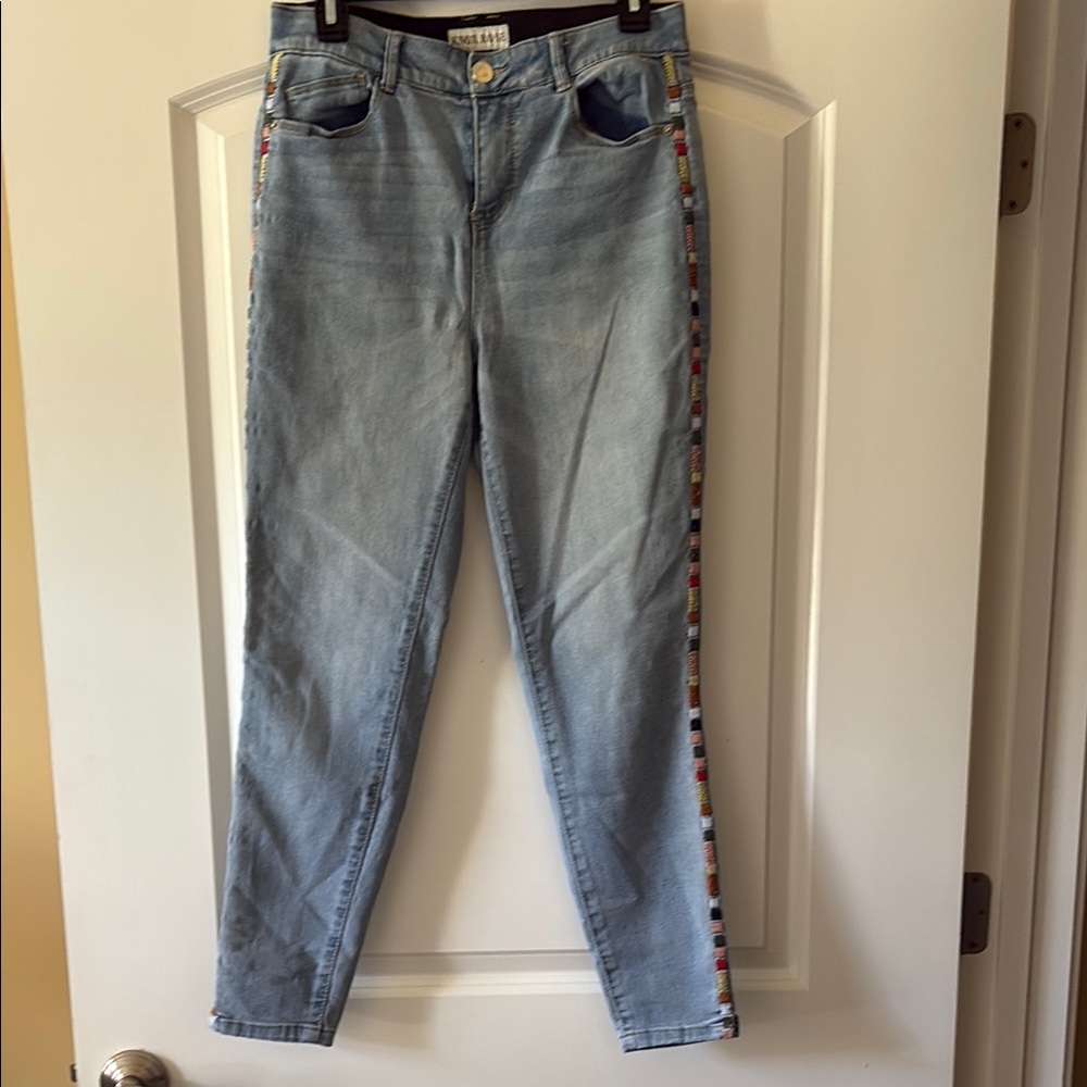 Women's Knox Rose Light Blue Jeans with Multicolor Side Stripes
